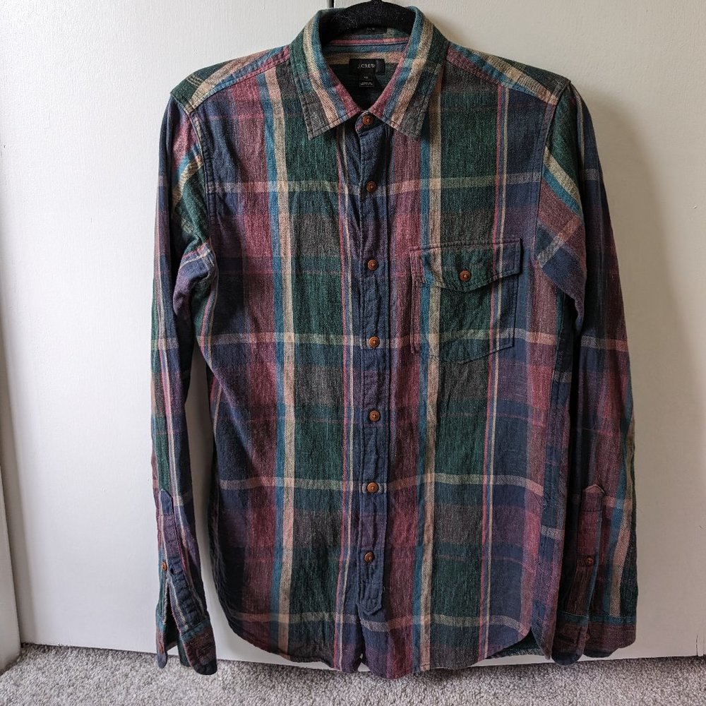 J Crew Earth Tone Button-Down Shirt - Slim XS